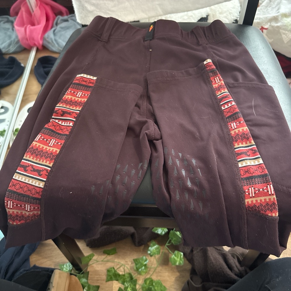 Karrots, riding pants, leggings, knee grip, Marron, warm, horse patterns